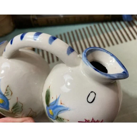 Vintage Nasco Hand Painted Ceramic Pottery OIL & VINEGAR CRUET - Picture 8 of 9
